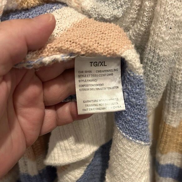 Charlie B‎ Women’s XL Cardigan Sweater Long Open Front Striped Knit Cozy - Picture 6 of 7